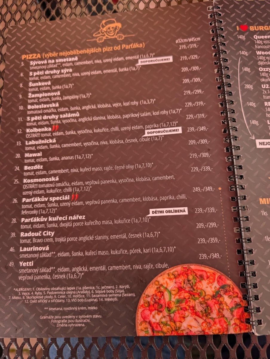 Menu Parťákova Hasičárna Mladá Boleslav - Parťákova Pizza-5